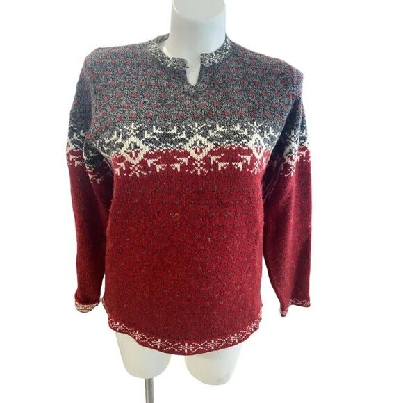 XL Woolrich Willow Grove Icelandic Wool Blend Sweater Pewter Clasps - Picture 1 of 10
